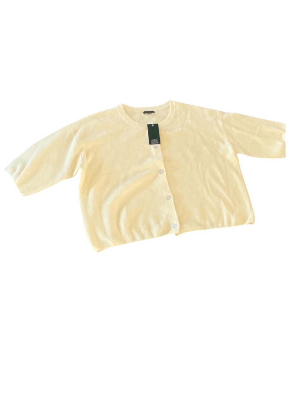 wild fable Pale Yellow Cropped Button-Front Cardigan
